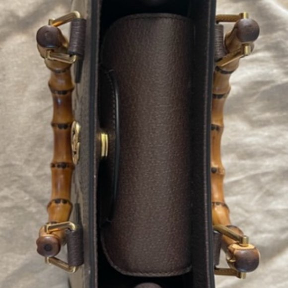 Authentic Gucci Diana NM Bamboo Handle Tote Jumbo GG Canvas Small Brown - Picture 12 of 12